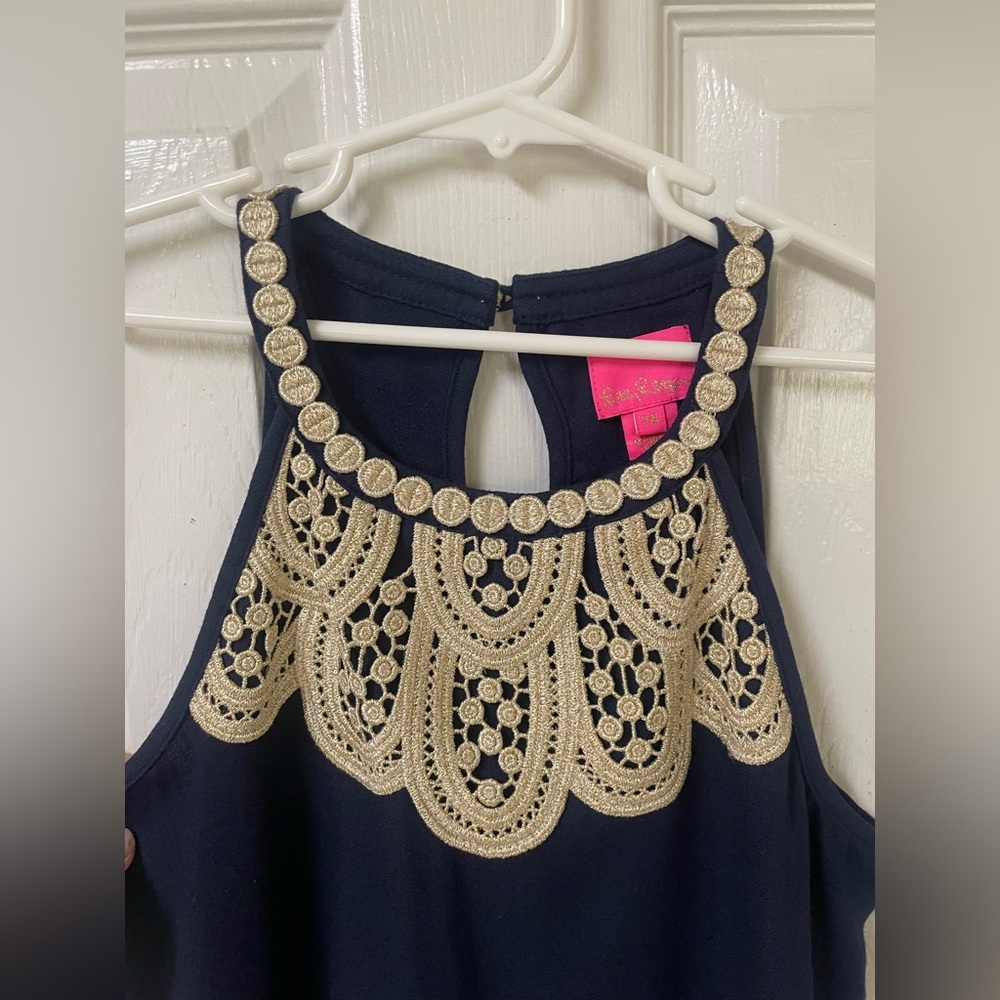 Lilly Pulitzer Dress Girl’s Size 14 Shift Navy Lace Preppy Resortwear Spring - Picture 5 of 8